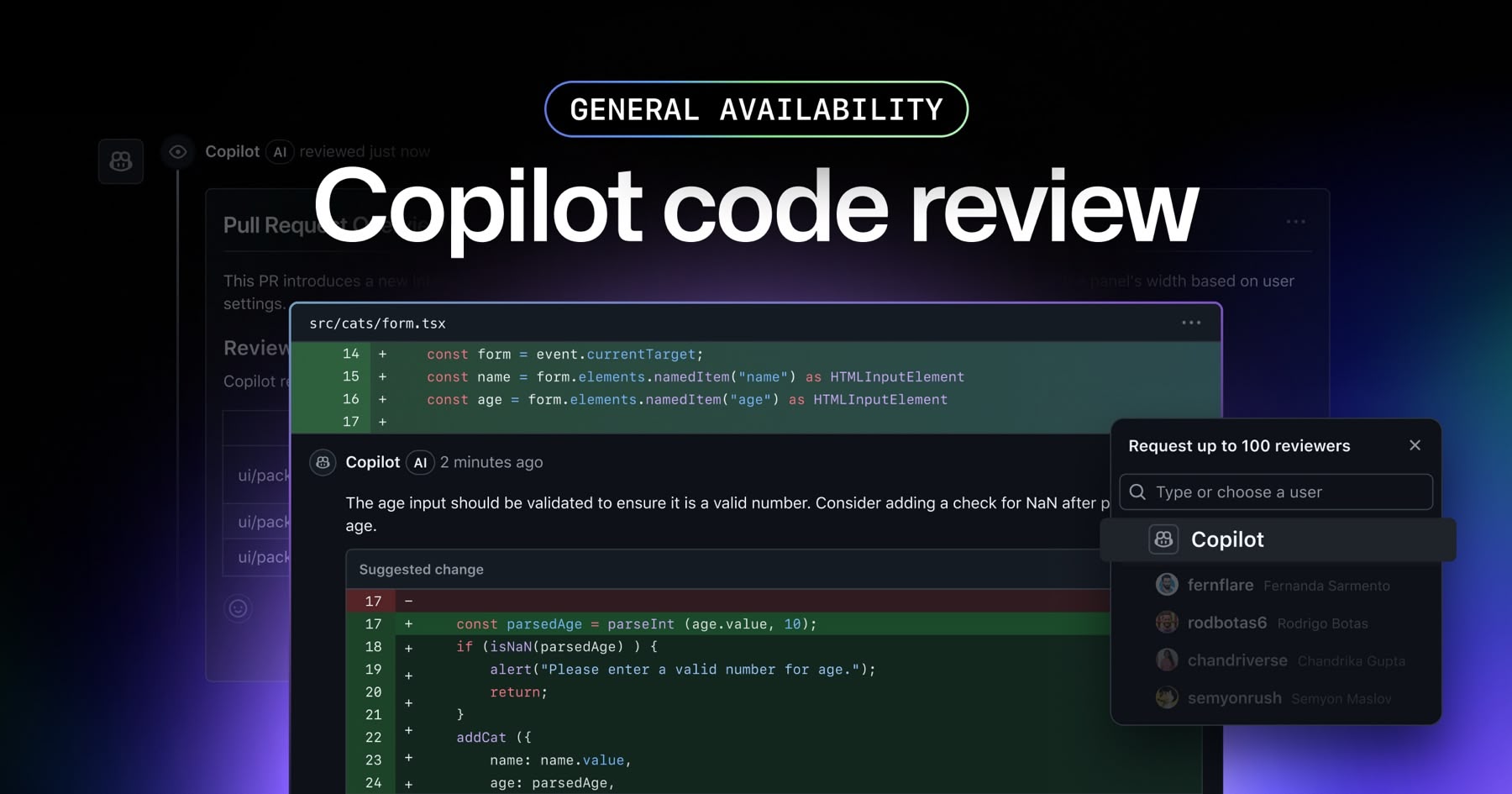 Copilot code review is now generally available
